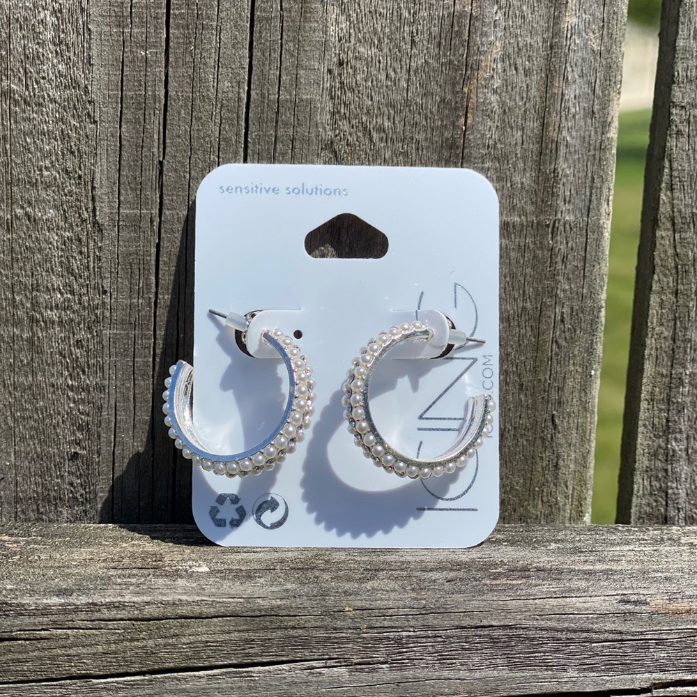 Earrings - bridal style semi hoop